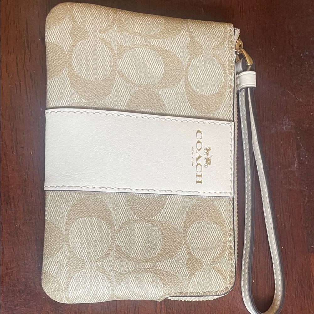 Coach Tan and Cream Wristlet
